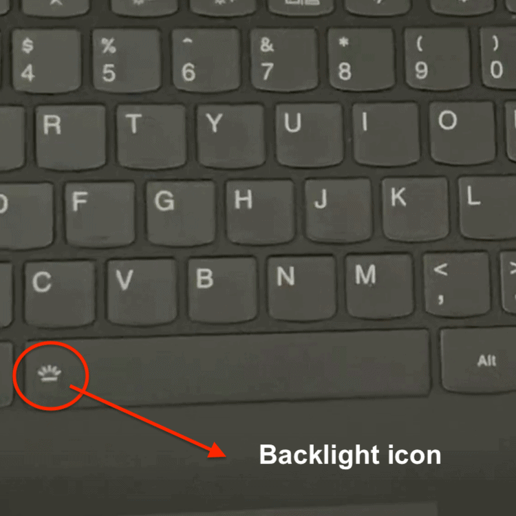 Backlight icon on Lenovo laptop keyboard