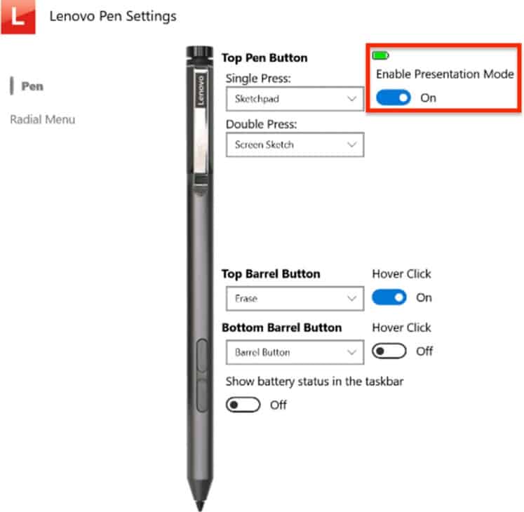 Lenovo Pen Presentation Mode