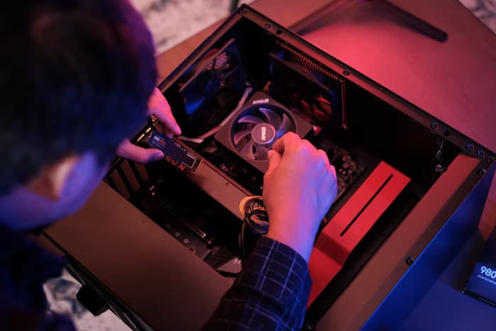 A person customizing his PC