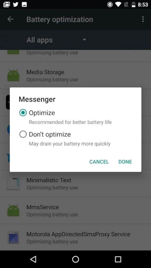 Android Battery optimization