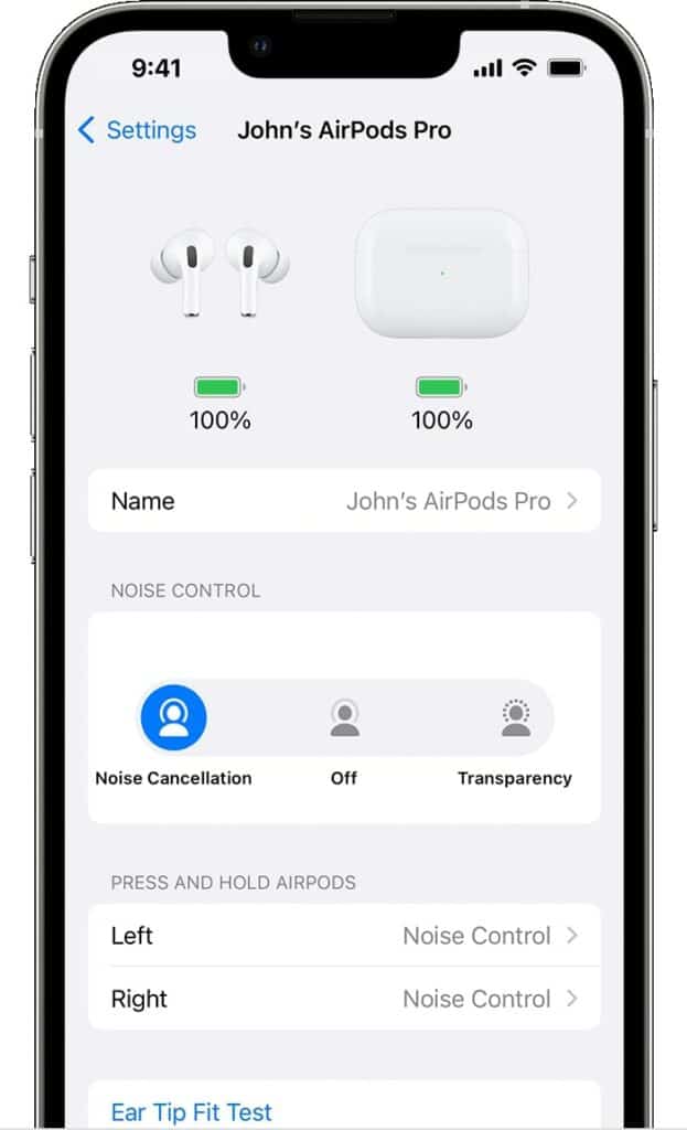 Apple AirPods Pro Noise Cancellation Transparency Settings