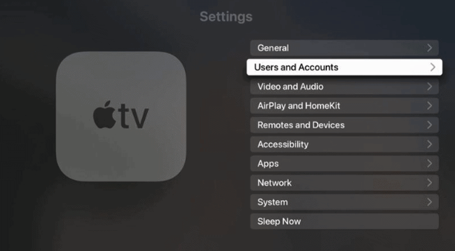 Apple TV Users And Accounts Settings