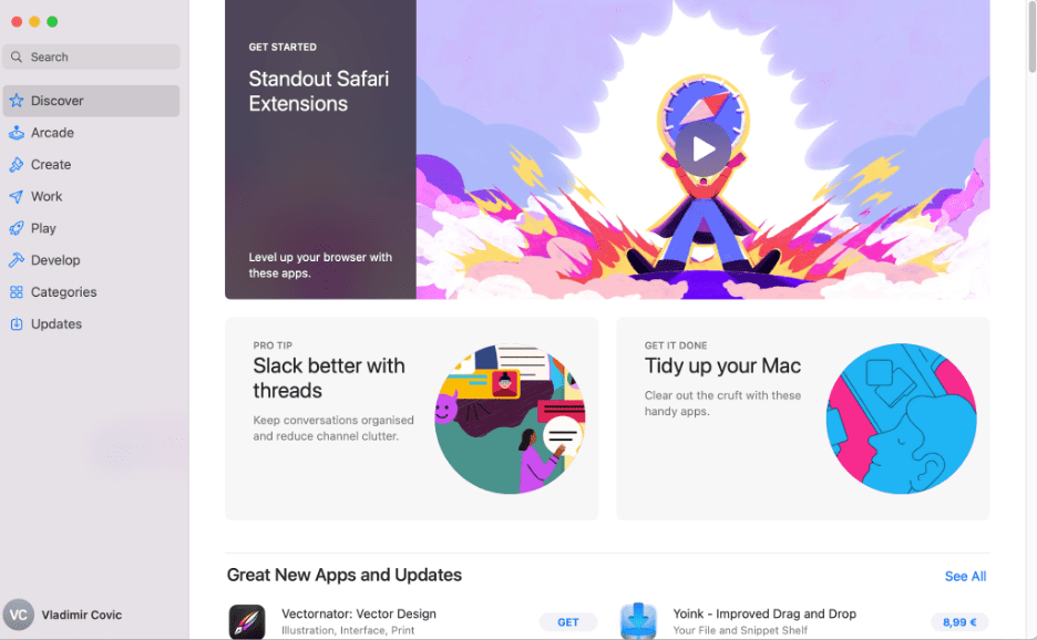 MacOS App Store Discover Page