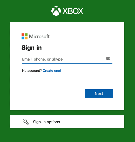 Xbox App Sign-In Page