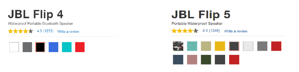 JBL Flip 4 vs Flip 5 Color Palette Comparison