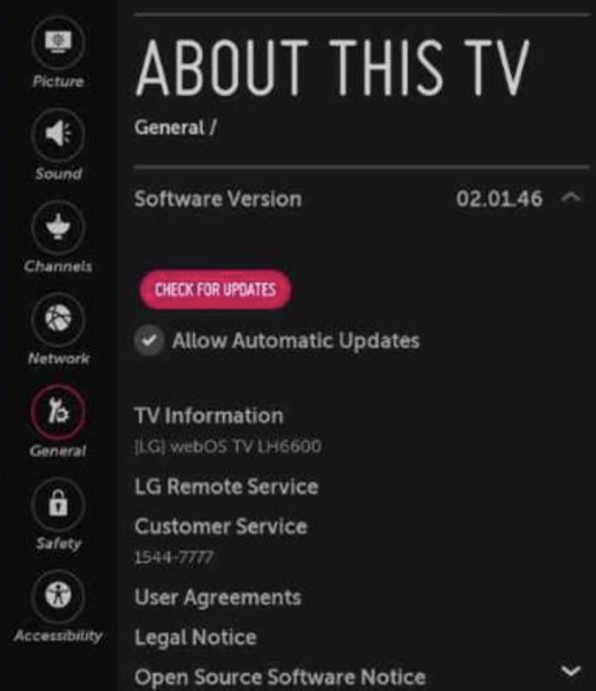 LG TV Firmware Update