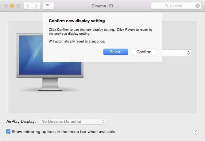 Rotate Display in Mac - Confirm New Display Setting