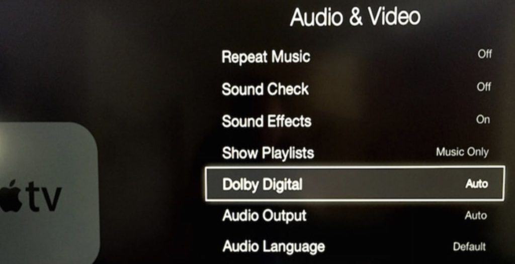 Apple TV Dolby Digital settings