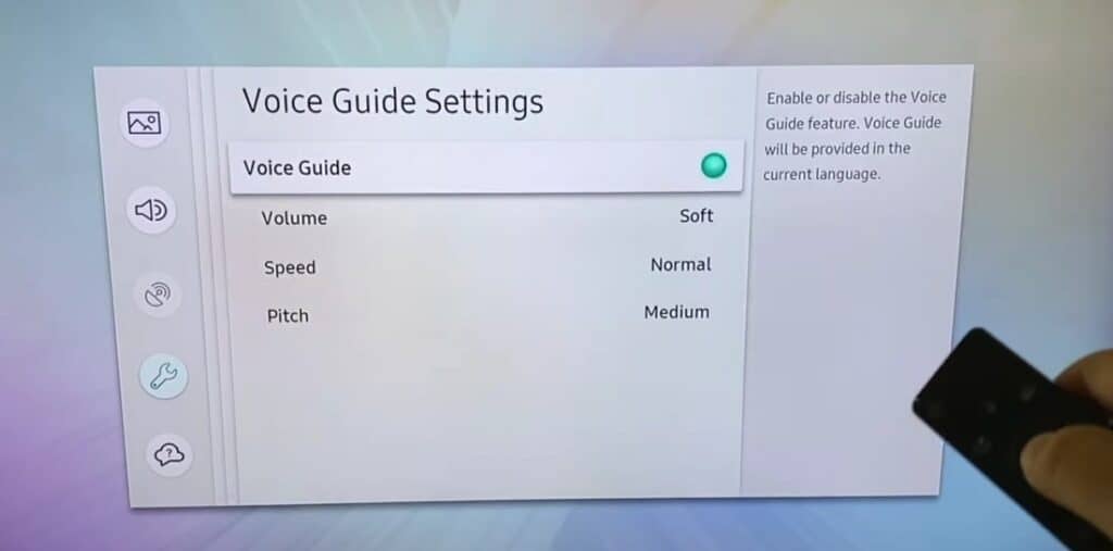 Samsung TV Voice Guide Settings