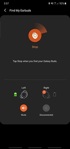 Samsung Galaxy Find My Earbuds Stop Search