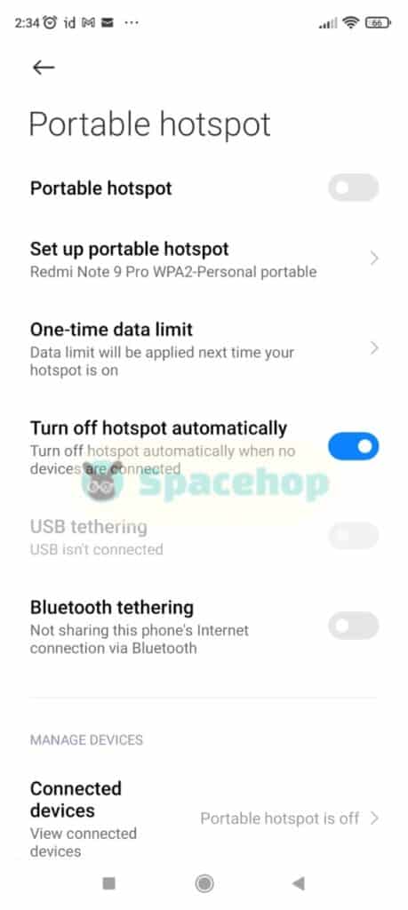 Android Smartphone Settings Portable Hotspot
