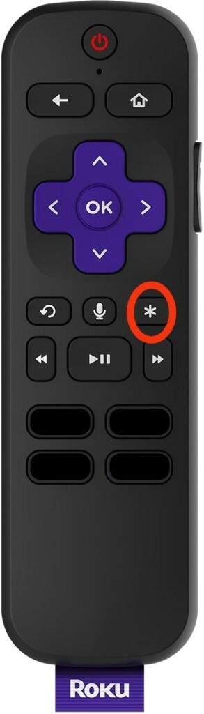 Roku Remote Options button